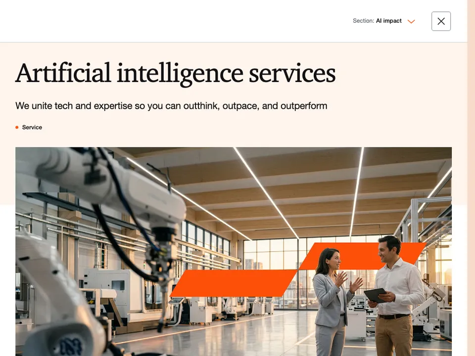 PwC artificial intelligence services page.
